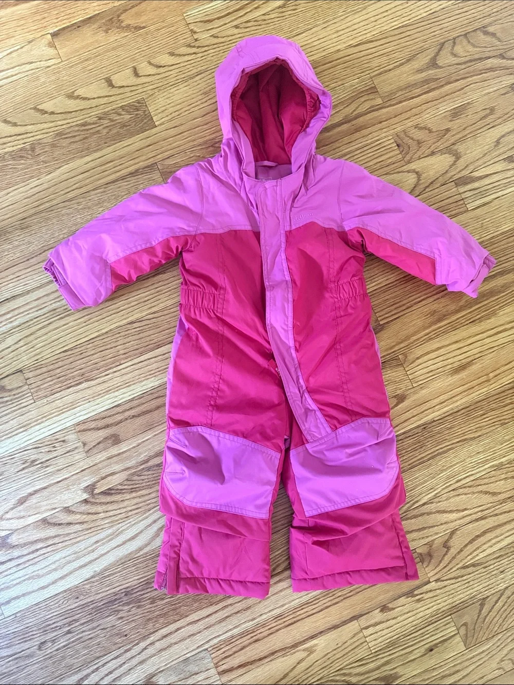 L.L. Bean Girls' Pink and Light Pink Hooded Snowsuit